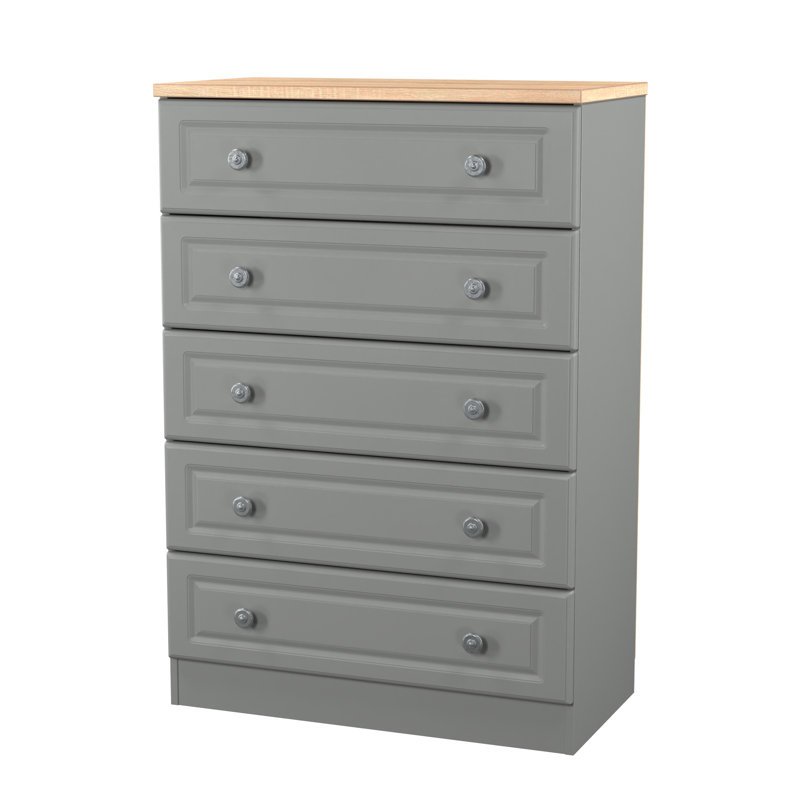 74 cm W Chest of 5 Drawers, Grey