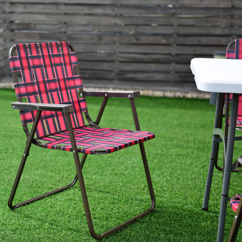 Eslinger Folding Camping Chair, Brown, Red