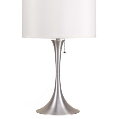 Lampe de table rétro 27 po en métal, abat-jour en lin blanc