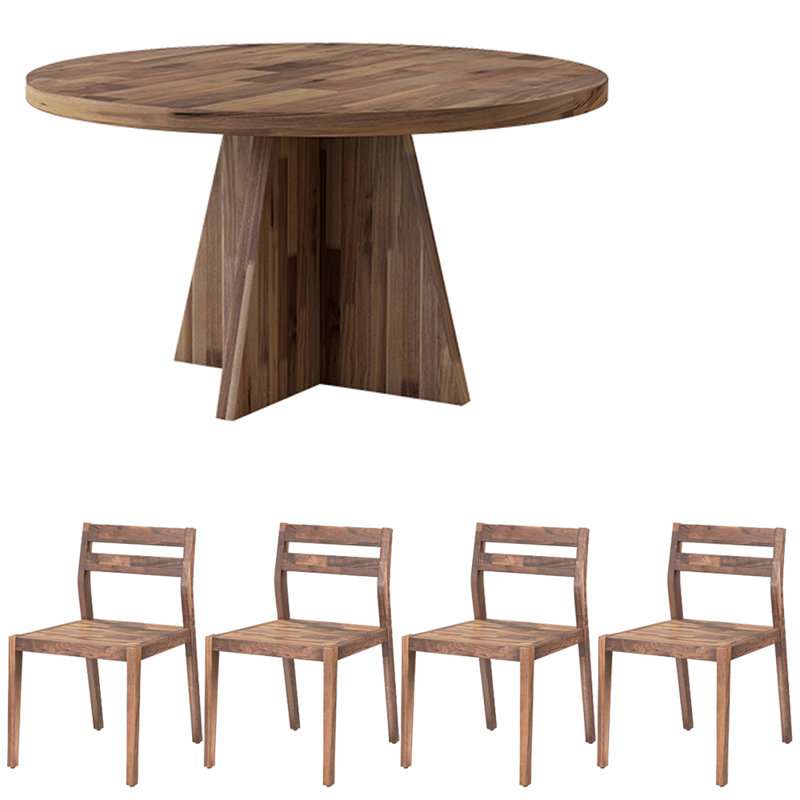 Ensemble de table de salle à manger en bois massif de style américain, 7