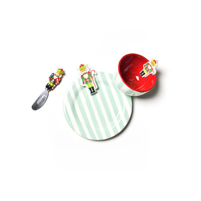 Mr. Nutcracker Embellishment Plate, Bowl and Spreader Set