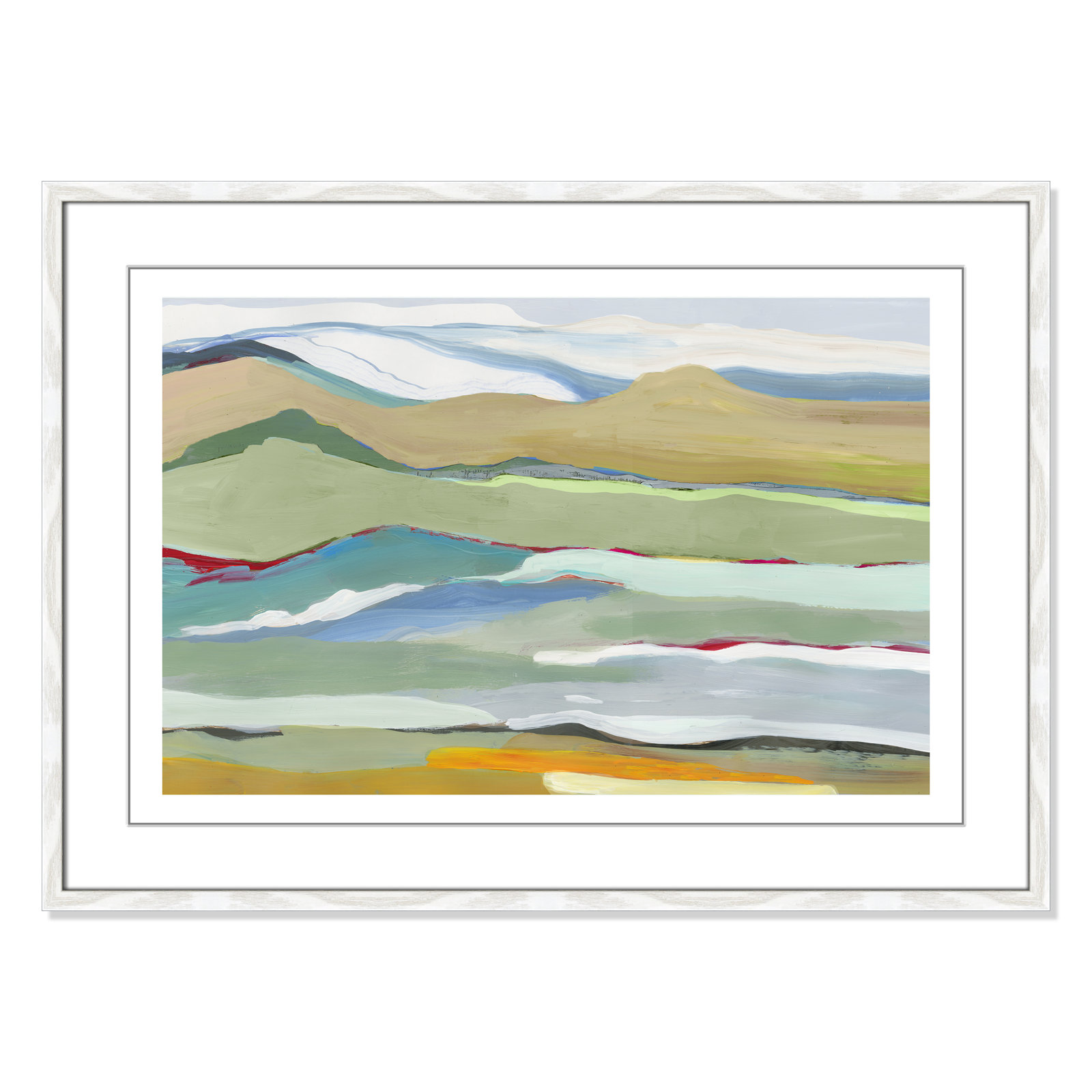 Goodbye Summer on the Hills - Picture Frame Painting, 25.5" H x 35.5" W x 0.75" D, White Wood Framed