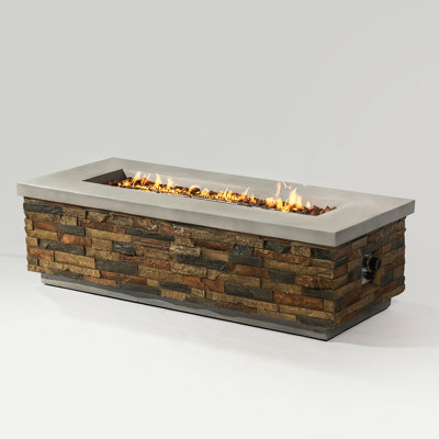 Table de foyer d'extérieur 60 po en béton avec aspect pierre au propane