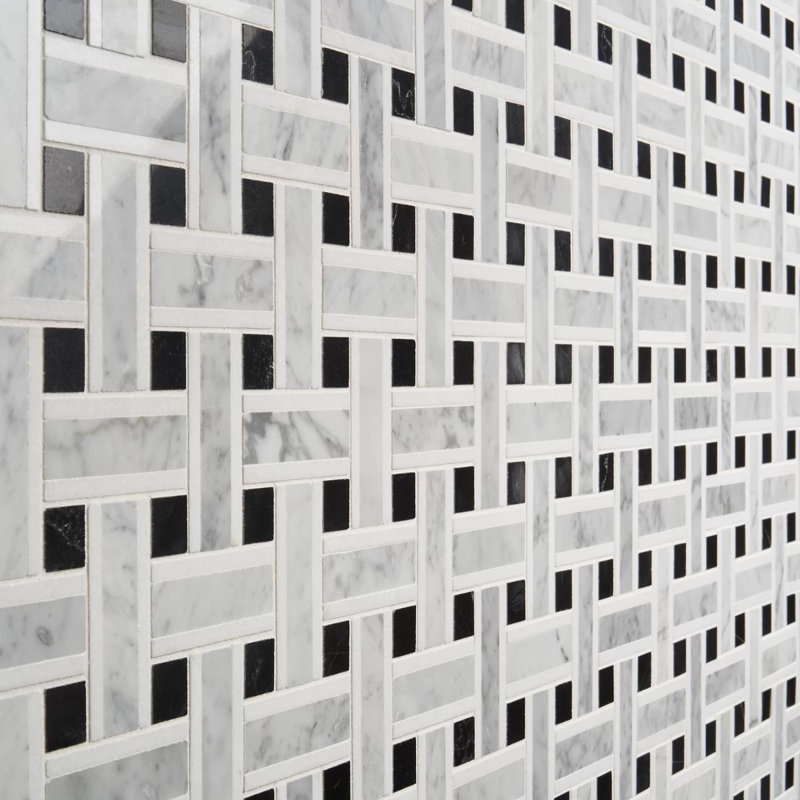 Twine 1x3 Basketweave Polished Marble Mosaic Tile