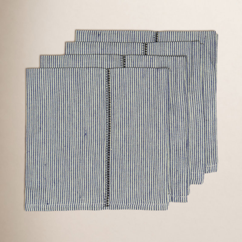 Stitch Linen Square Napkins, Chambray Stripe