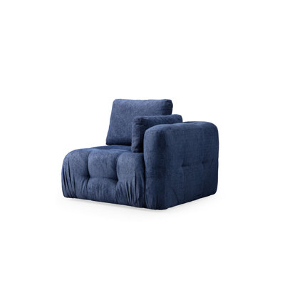 Stylish 1-Seat Sofa, Navy Blue, 39.4 x 39.4 x 25.6 inches | Beech Wood & Chipboard Frame, 100% Polyester Fabric | Includes 19.7 x 19.7 inch Pillows, Soft Grey Foam & Silicone Back Support | Perfect for Small Spaces & Modern Décor
