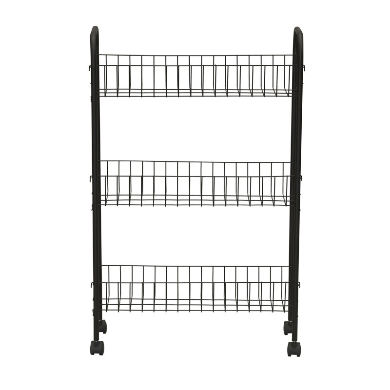 Wayfair Basics® 3 Shelf Laundry Cart, Black
