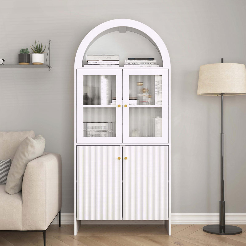Armoire en dôme moderne en MDF avec rangement à collation et éclairage DEL - blanc