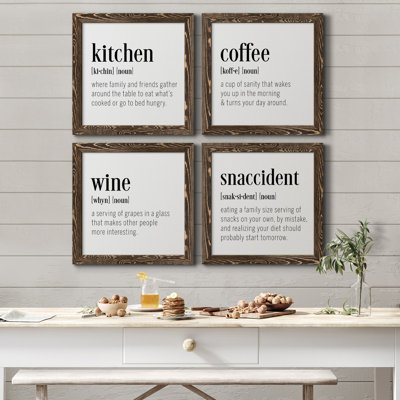 Kitchen Kitchen - ensemble de 4 peintures sur toile encadrées