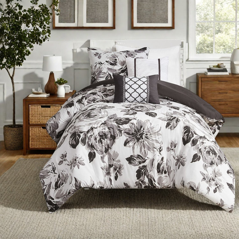 Ensemble de literie à motif floral élégant, microfibre de polyester, style classique pour la maison