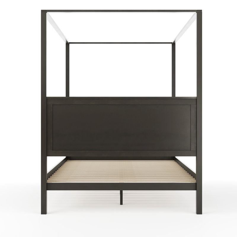 Hayes Dark Gray Queen Canopy Platform Bed with Wood Headboard