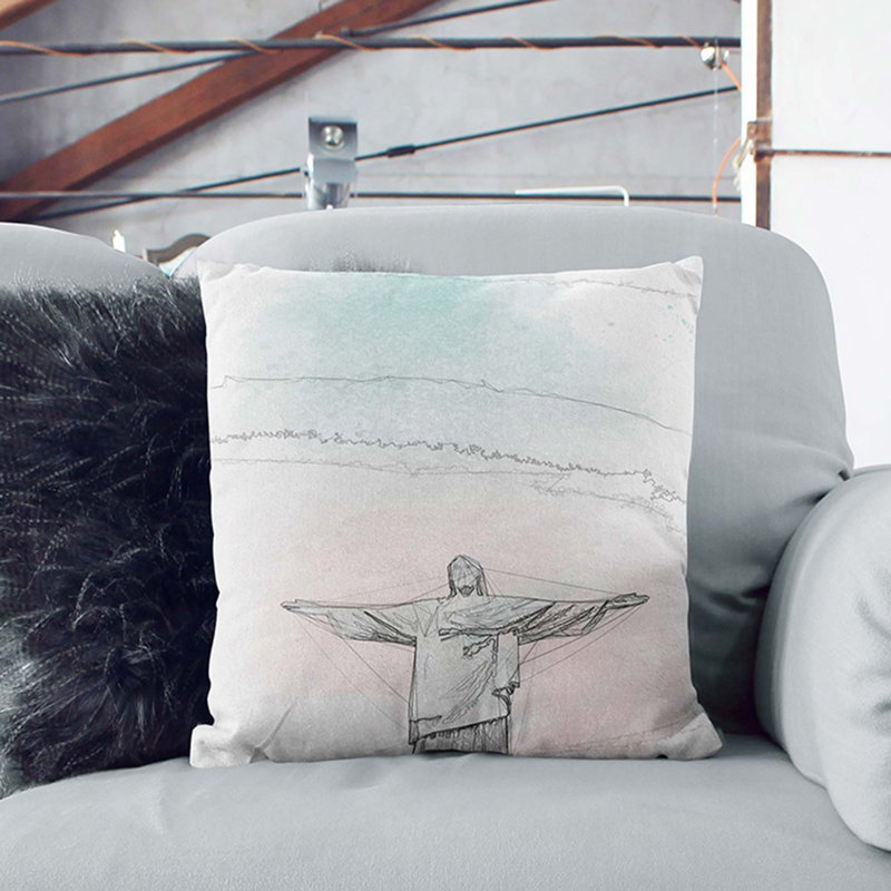 Square Cushion, Black, 55cm H x 55cm W x 20cm D