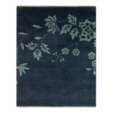Rug & Kilim’S Chinese Art Deco Rug In Blue With Floral Pattern