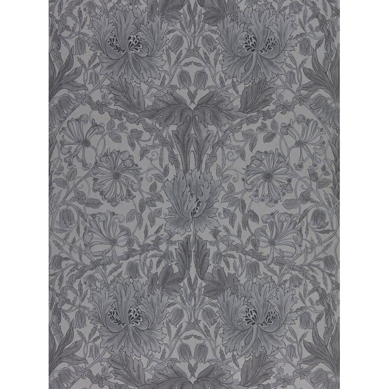 Pure Honeysuckle & Tulip Wallpaper, Black Ink