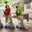 Figurine perroquet ara tropical sur branche, vert, rouge, bleu, ensemble de 3 pièces