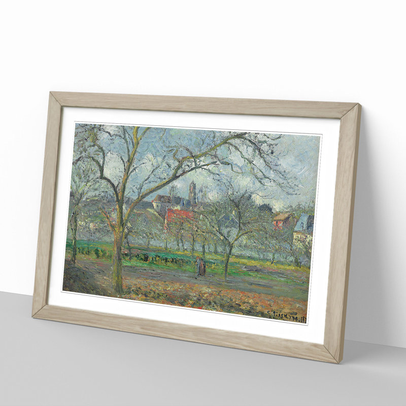 Laumone in Winter by Camille Pissarro - Picture Frame Painting, 36cm H x 48cm W x 2cm D, Oak Framed
