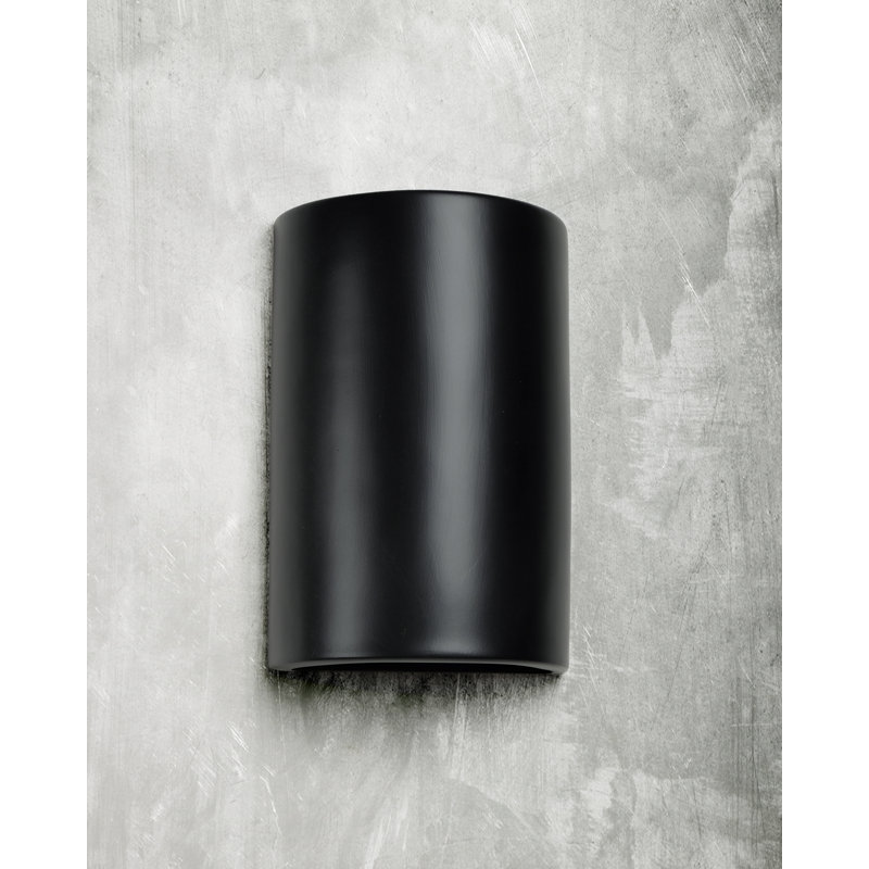 Charny Ceramic Outdoor Wall Light, LED Bulb Included, 15" H x 10" W x 5" D, Matte Black