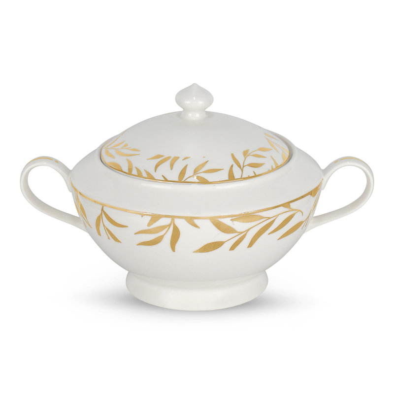 Fahri Bone China Tureen, Gold/White