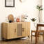 Armoire à trois portes avec filet en rotin naturel - grand espace de rangement, armoire de rangement pour la cuisine. Structure stable et durable, parfaite pour les salons ou les restaurants