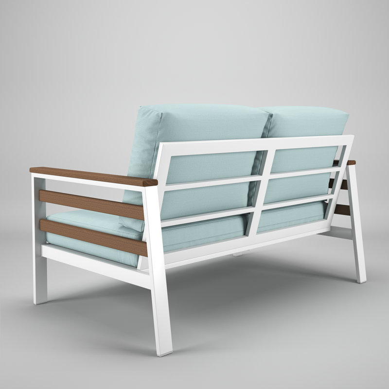 Causeuse d'extérieur en métal avec coussin Sunbrella Townsend, Bliss Dew
