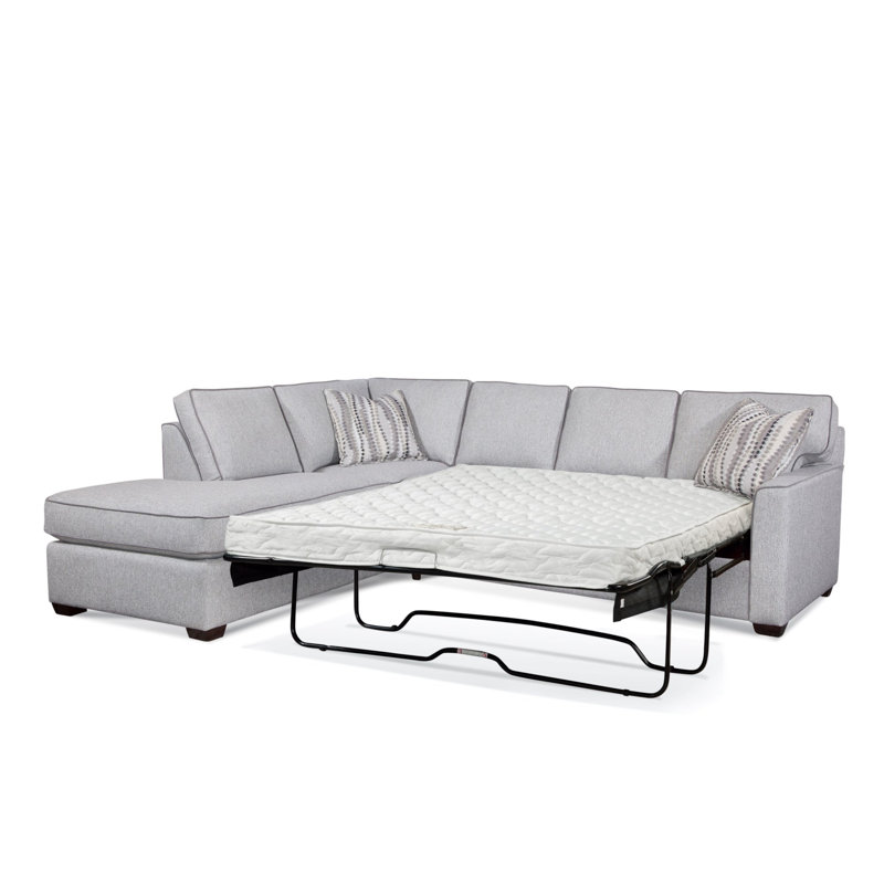 Frye Sleeper Sectional, Frost White, Lapis Plaid; 0126-63, Right Hand Facing