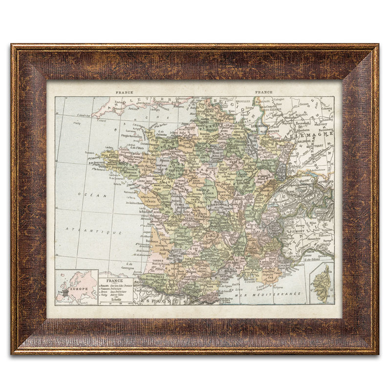 « paris france map », impression, H 12 po x l 16 po x P 0,75 po, Toile tendue