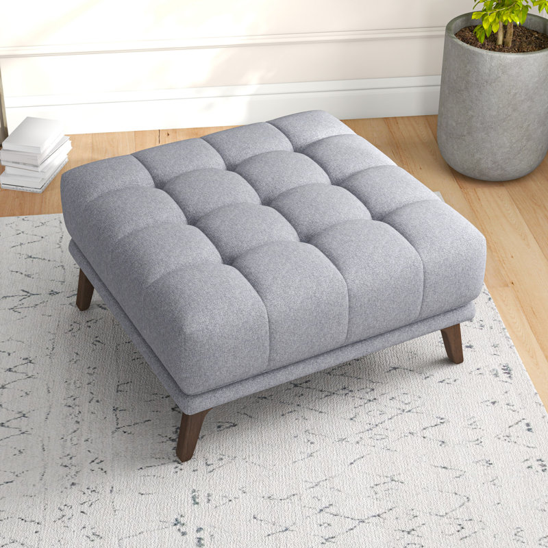 Ardrie Velvet Ottoman, Light Gray Fabric