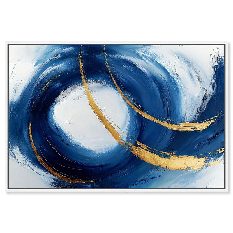 «Azure Azure», art mural bleu et doré par Art Remedy, impression acrylique encadrée 24 x 16, H 17 po x l 25 po