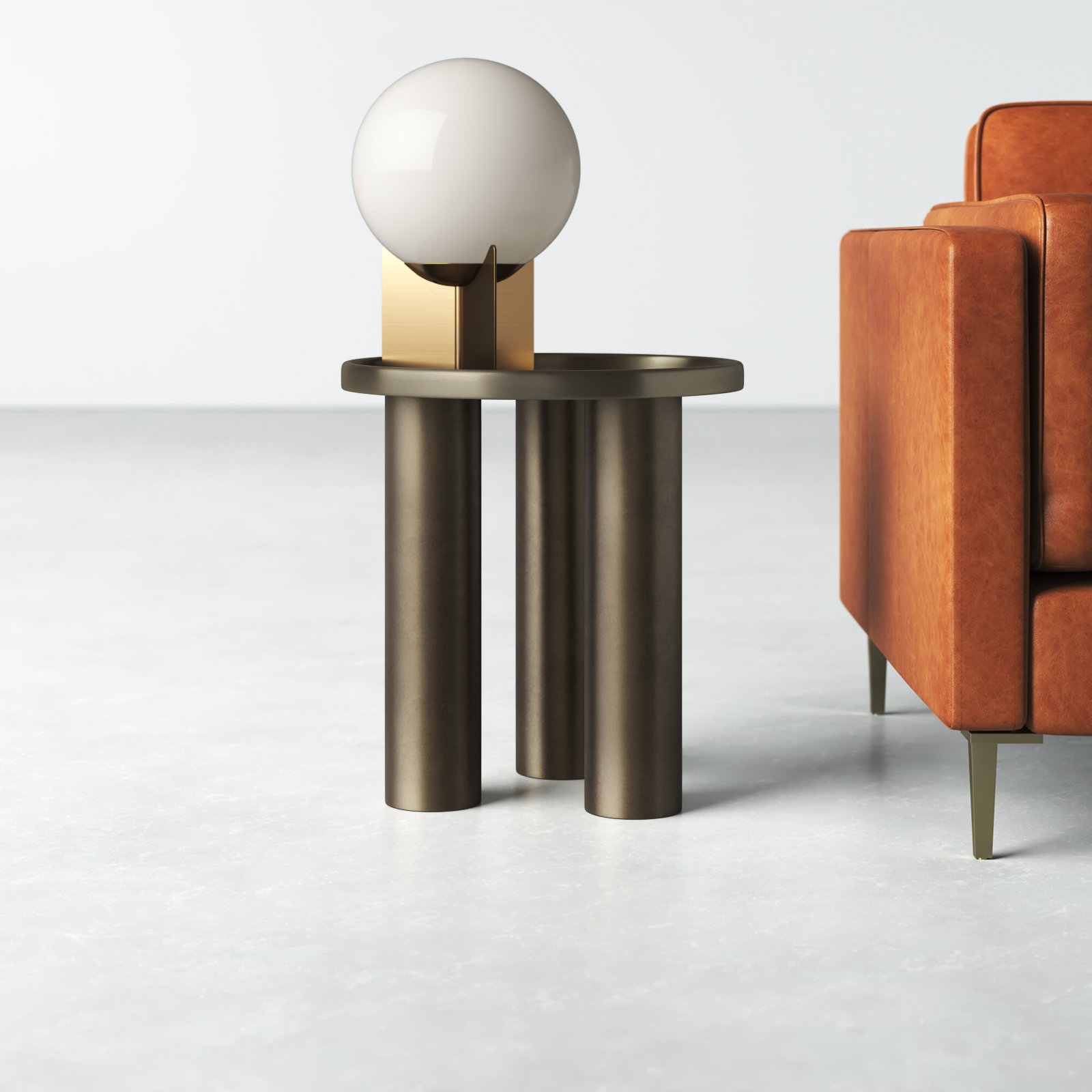 Isthia End Table, Industrial Nickel