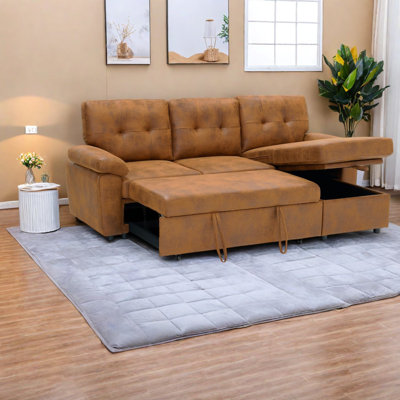 Canapé-lit modulaire escamotable avec rangement, canapé moderne en tissu de bois pour la maison