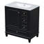 Meuble-lavabo 30 po avec lavabo, une porte avec tablette et trois tiroirs, porte à fermeture douce, noir