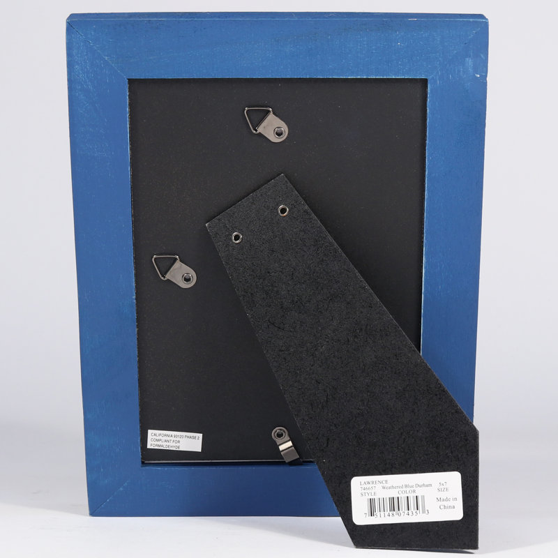 Cadre photo en bois Montesano, 5 po x 7 po, Bleu marine patiné