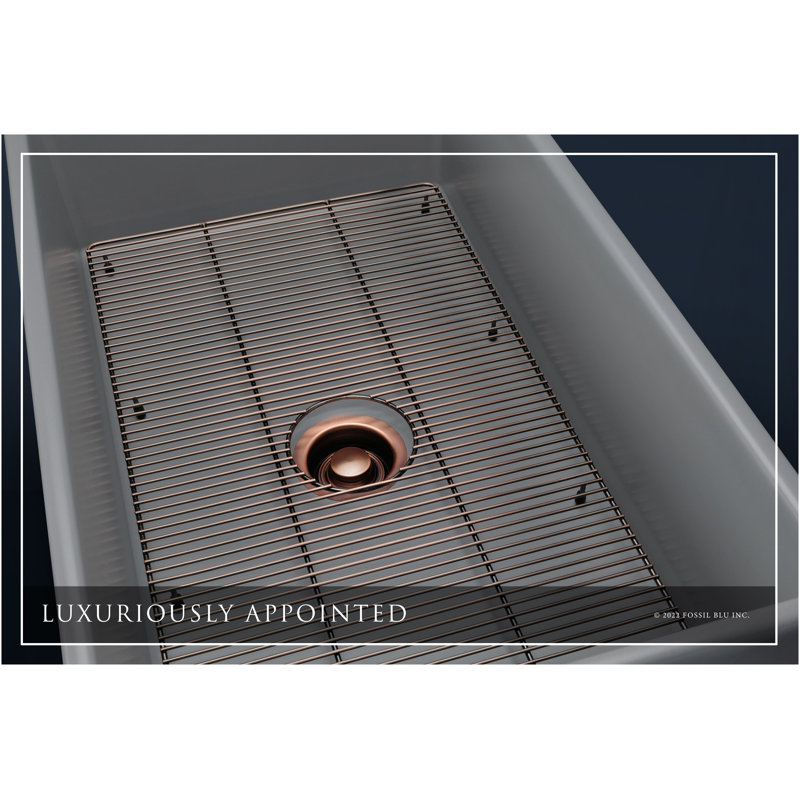 Luxury Solid Fireclay Farmhouse Sink, Antique Copper Accessories