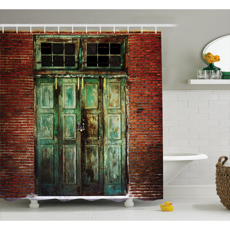 Rideau de douche simple rouillé à porte rétro rustique rouilley, H 75 po x l 69 po