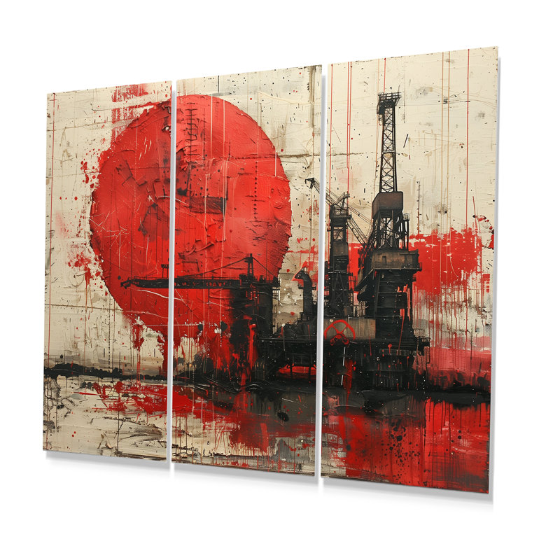 Red Black Petrochemical Pulse Oil Rigs - Oil Rigs / Fields, impression d'art mural, H 40 po x l 60 po x P 1 po