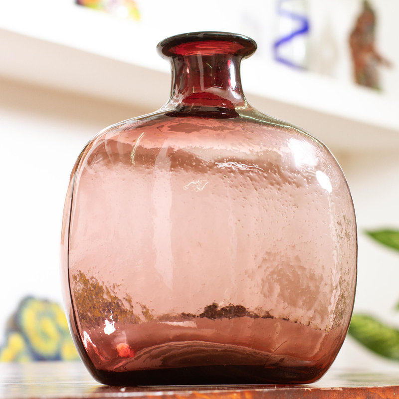 Vase en verre soufflé rouge fait à la main Red Barrel Studio®