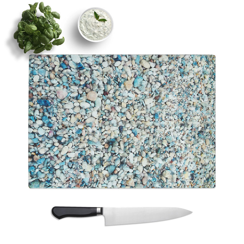 Tempered Glass One Thousand Pebbles Chopping Board, 28.5 cm x 39 cm