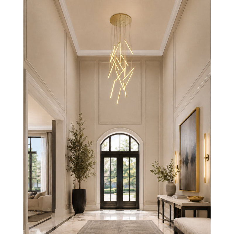 Lustre moderne à DEL 18 lumières Modern, Laiton