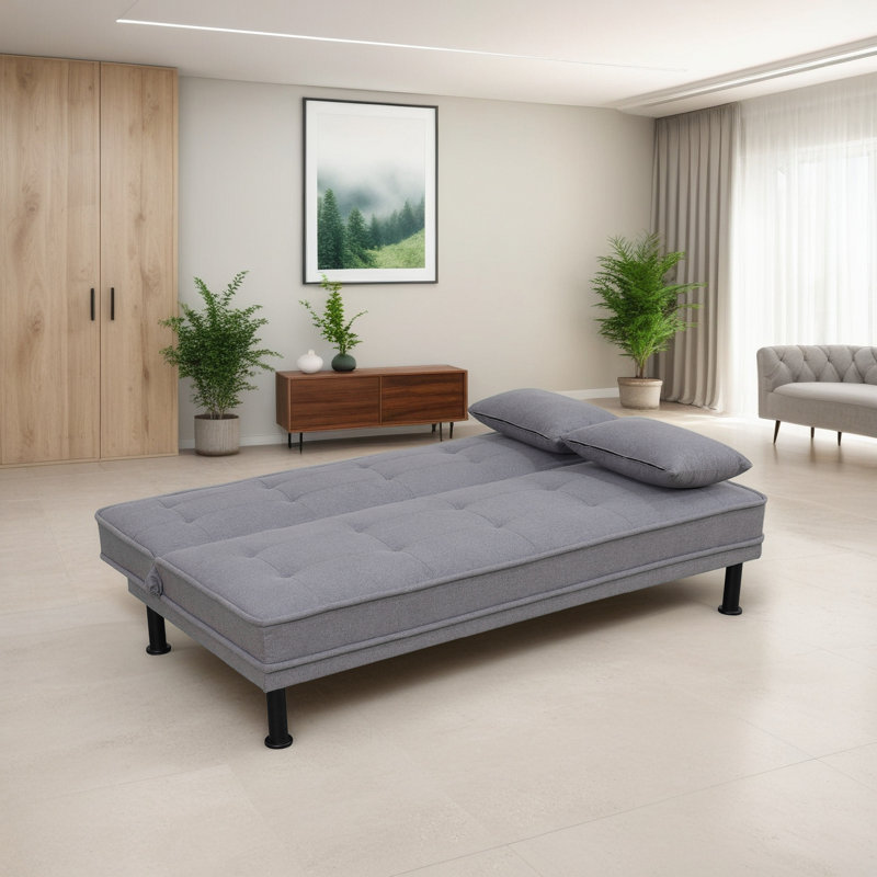 Light Gray Linen Convertible Sofa Bed