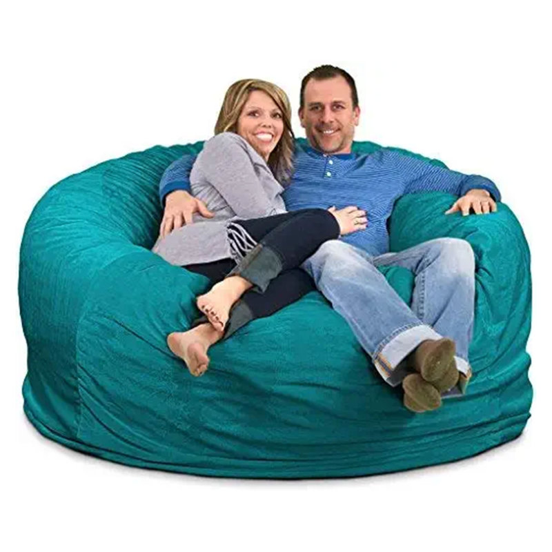Bean Bag Chair, Oversized Indoor Comfy Lounger, Suede, Teal Suede, 38" H x 68" W x 68" D