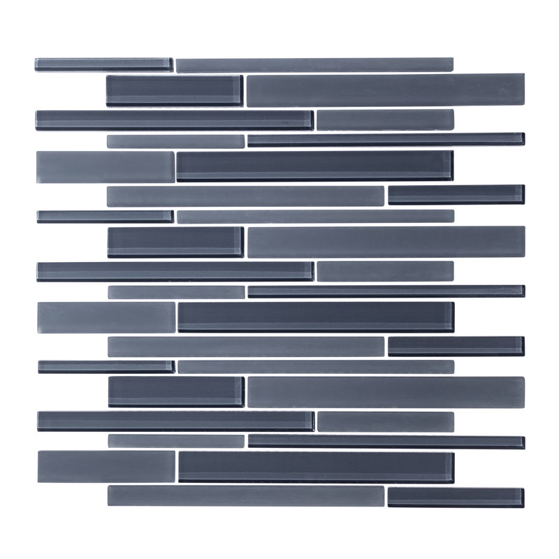 Random Sized Glass Mosaic Tile, Steel Blue