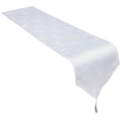 Christmas Tasselled Table Runner Deer Embossed Design