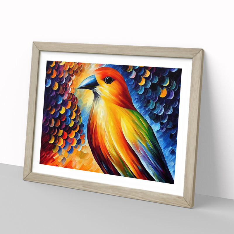 Bird Painting Vol.4 Abstract - Framed Print, Oak, 46cm H x 64cm W x 2cm D