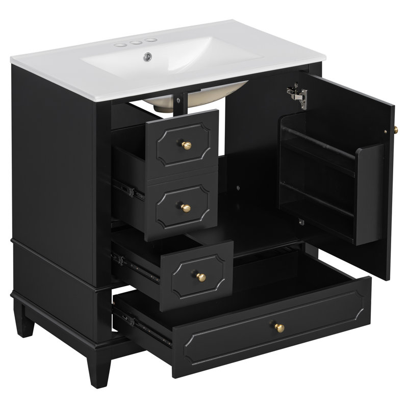 Ensemble de meuble-lavabo avec lavabo 30 po Vaimi, Noir