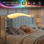 Structure de lit en velours avec tête de lit rabattable, jupe de lit assortie, lumières DEL et station de charge pour la chambre à coucher-130217842-130217839