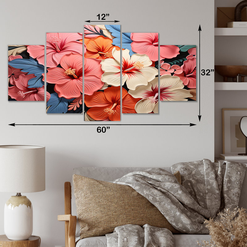 Hibiscus coloré, fleurs, harmonie florale II - Hibiscus, art mural multi-panneaux
