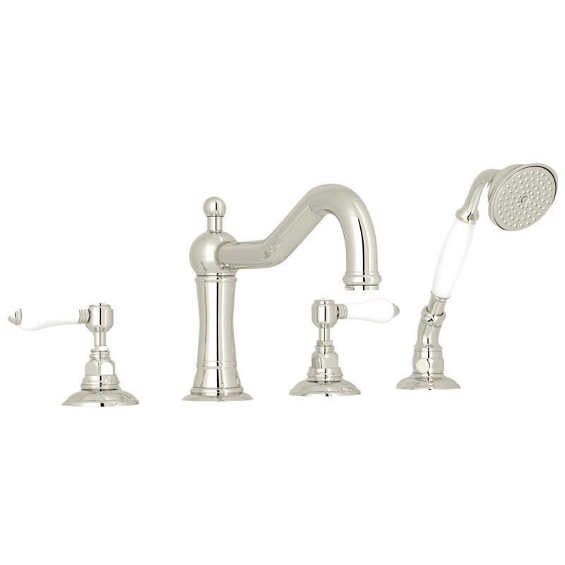 Acqui 4-Hole Deck Mount Tub Filler, Polished Nickel