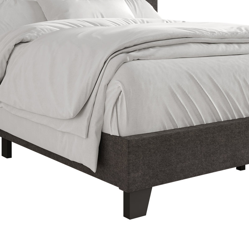 Lit tapissier standard non fini Sherlyne, Double, Brun foncé