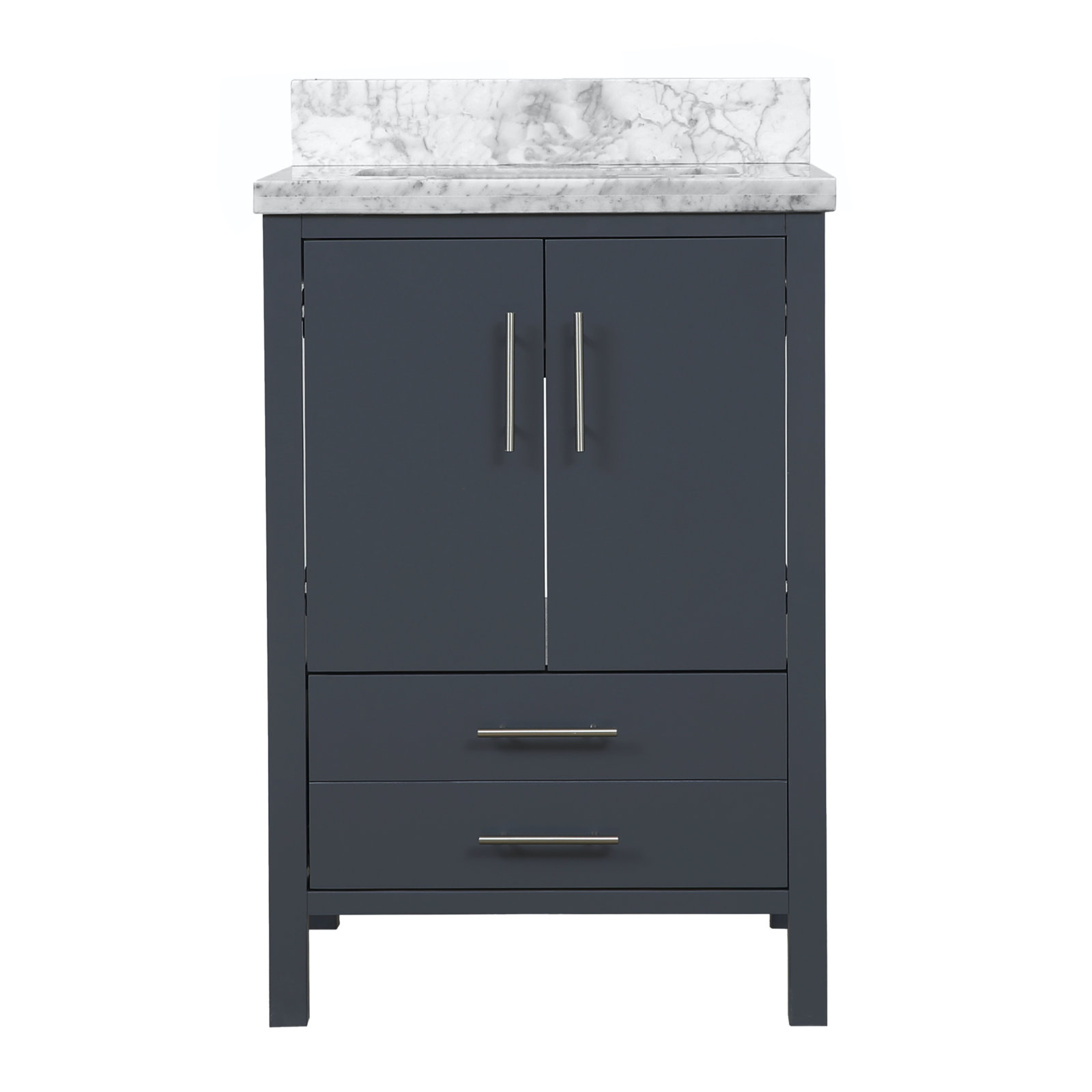 Kiara 24'' Single Bathroom Vanity, Marine Gray, Carrara Marble