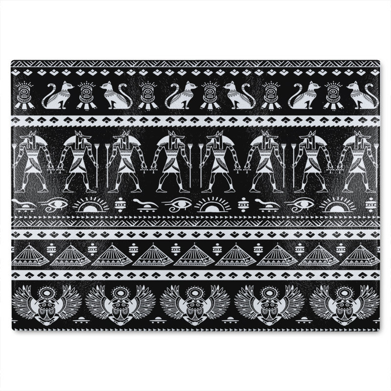 Heiroglyphs On Glass Chopping Board, 28cm L x 20cm W